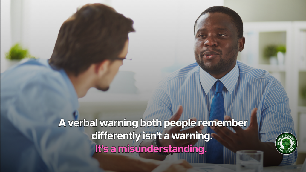 Discussion using HR documentation to avoid misunderstandings in progressive discipline